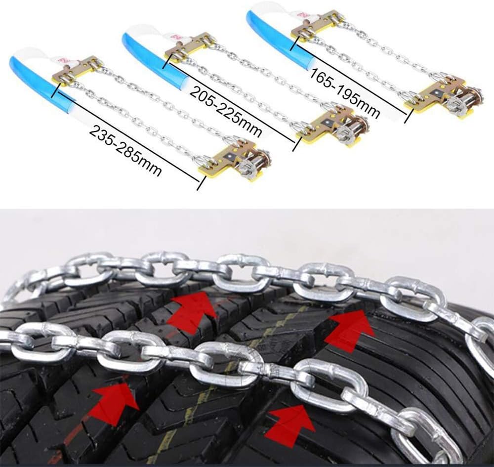 Riloer 10 Packs Car Snow Chains Emergency Anti Slip Tire Chains with Thickened Manganese Steel for Truck SUV in Snow, Ice, Sand and Mud(Tire Width 165-285mm)