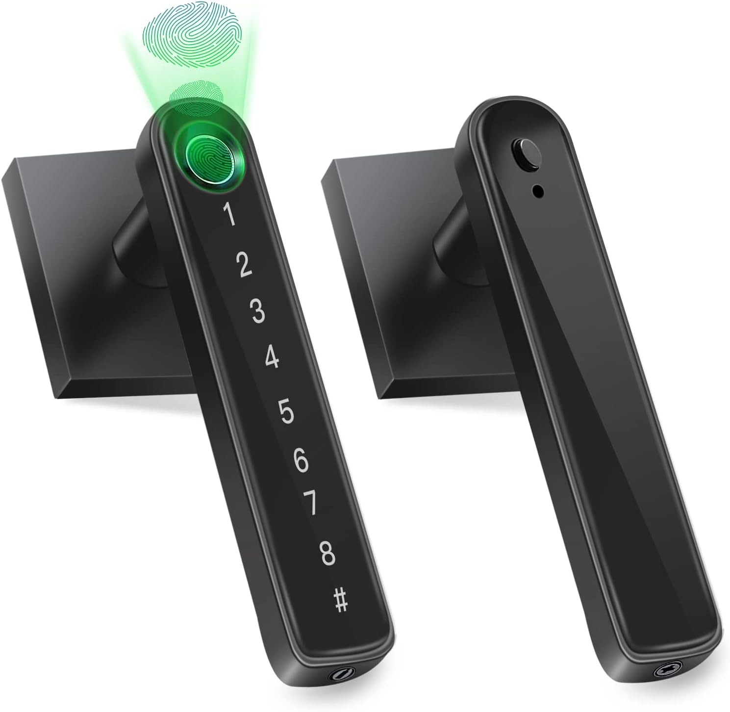 Smart Fingerprint Door Lock with Keypad, Touchscreen Keyless Entry Door Lock, Biometric Deadbolt Door, Knob Gate Locks Left-Right Adjustable Handle for Bedroom Hotel Warehouse Office Pack of 2