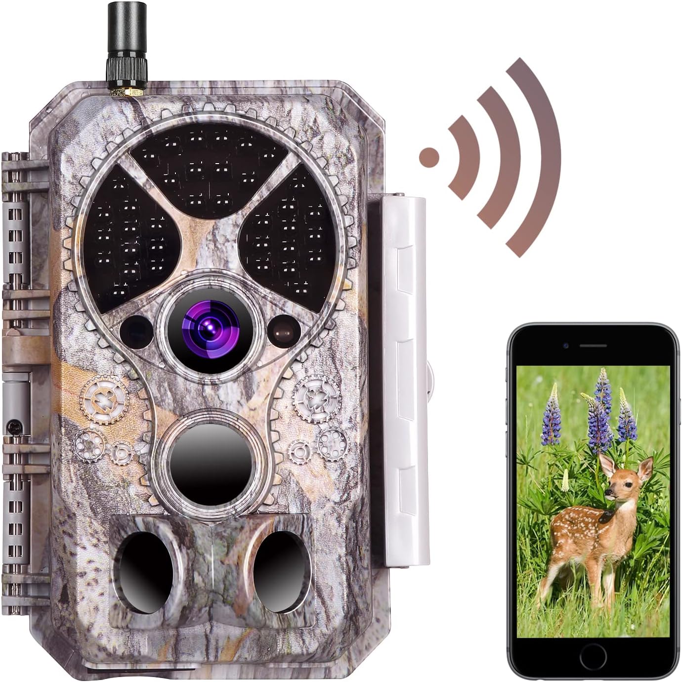 Wireless Trail Camera 32MP 1296P Wi-Fi Game Cam Hunting Camera with 30m Night Vision IP66 Waterproof Motion Detection Time Lapse Password Protect, Control on App