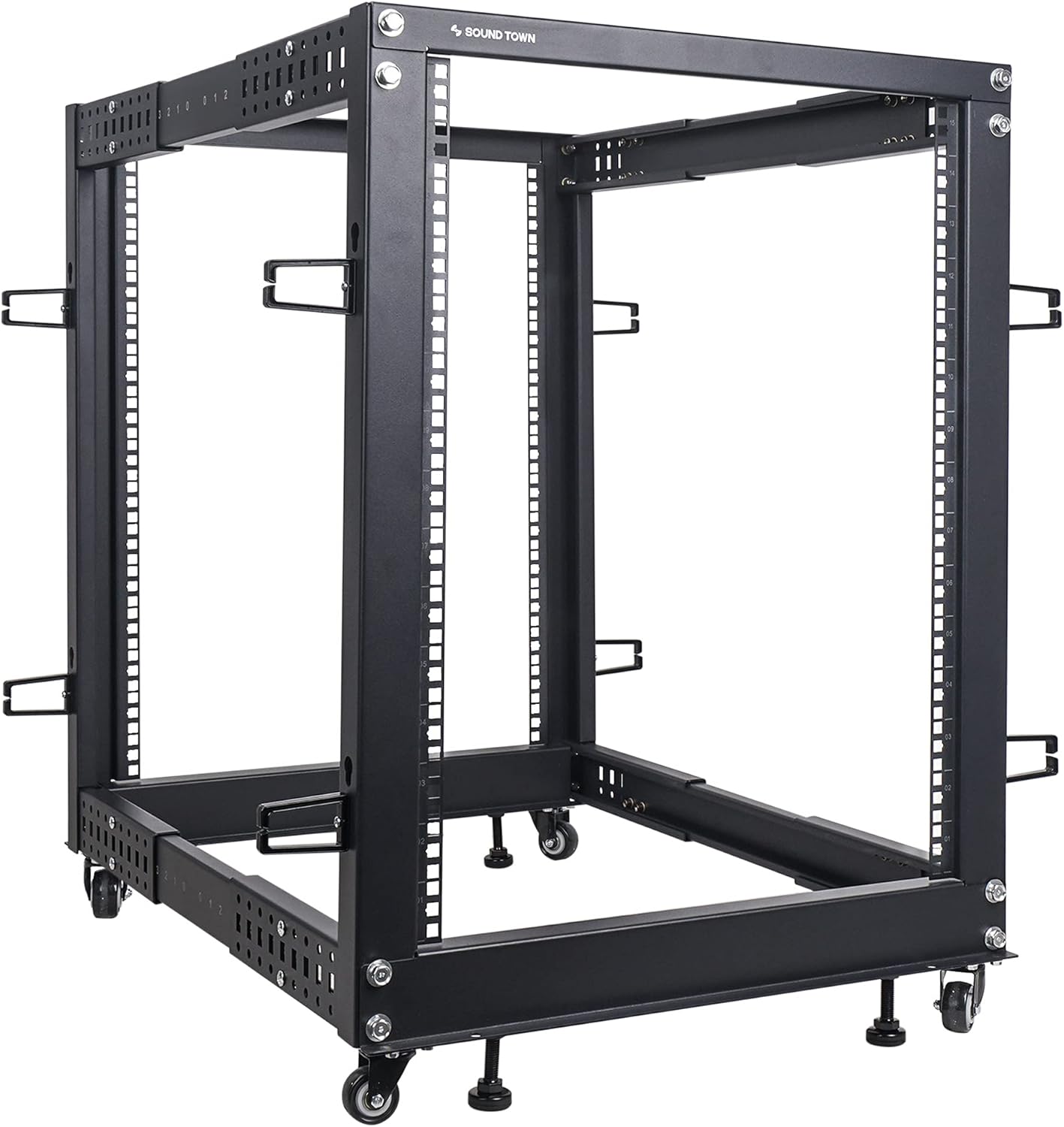Sound Town 4-Post 15U Open Frame Sever and Network Equipment Rack with Adjustable Depth 22