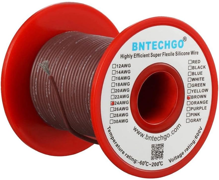 BNTECHGO 24 Gauge Silicone Wire Kit 7 Color Each 100 ft Flexible 24 AWG Stranded Tinned Copper Wire Pack of 2