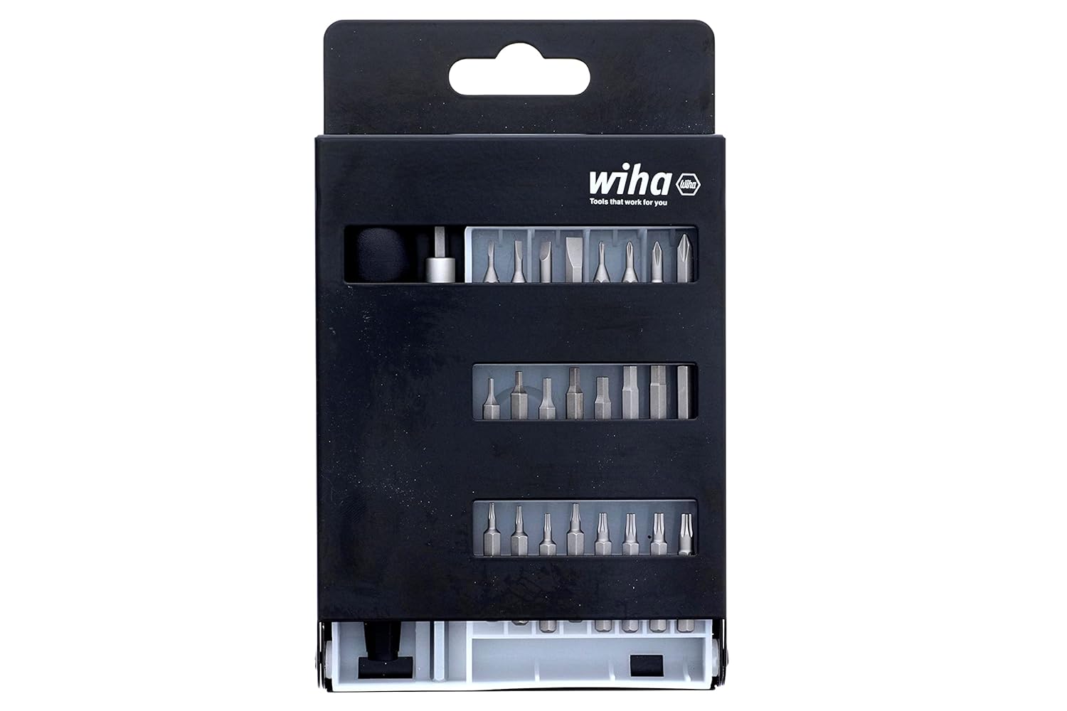 Wiha 75992 System 4 Precision Interchangeable Bit Set, Torx, Slotted, Phillips, Hex Inch, ESD Safe Precision Handle, 27 Piece In Compact Box Pack of 2