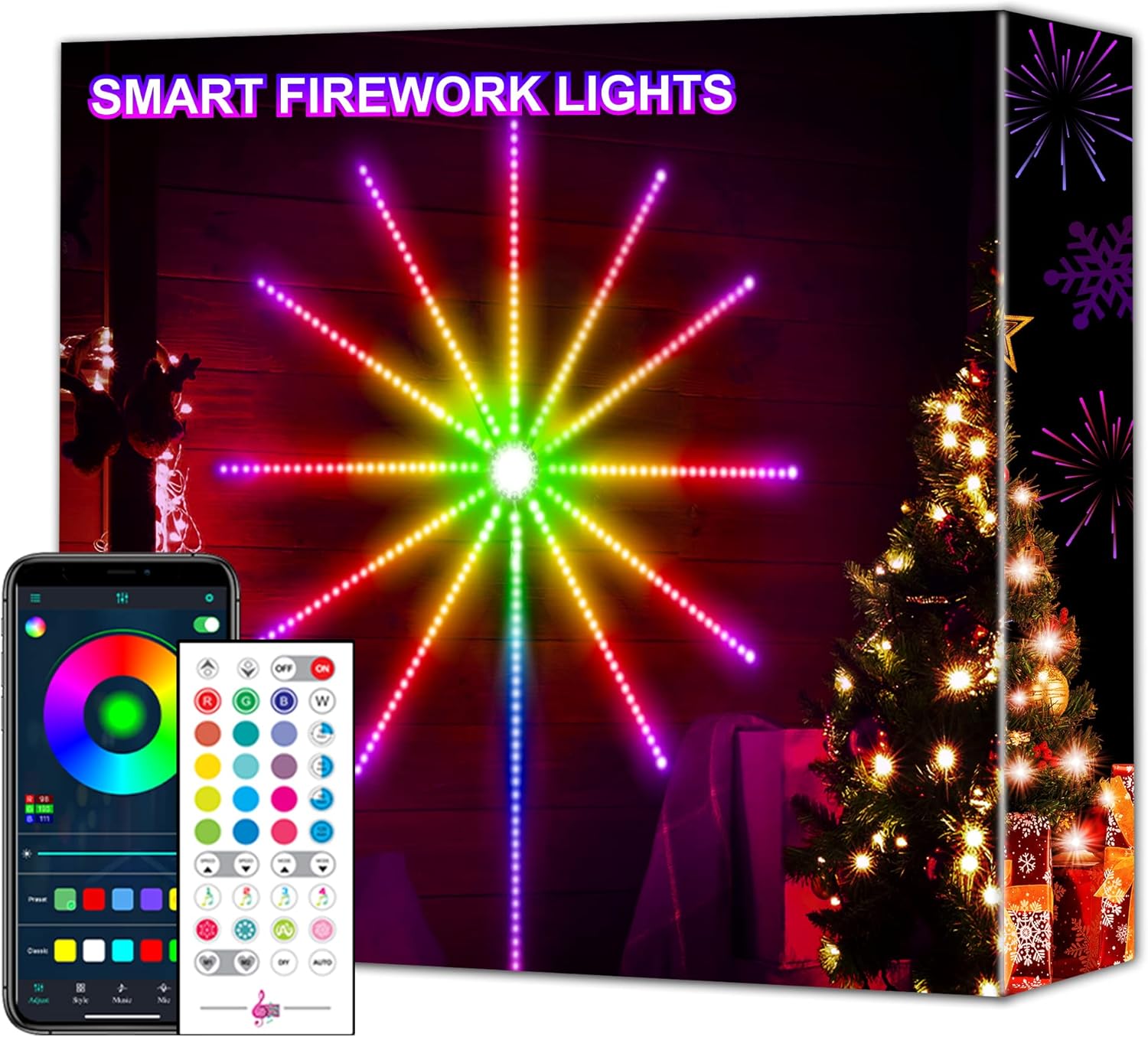 Smart Firework Lights Indoor, Maylit App and Remote Control RGB Color Changing Led Lights for Bedroom, 16 Million Colors, 213 Dynamic Modes, Music Sync, Mic, Led Strip Lights for Room Decor Pack of 2