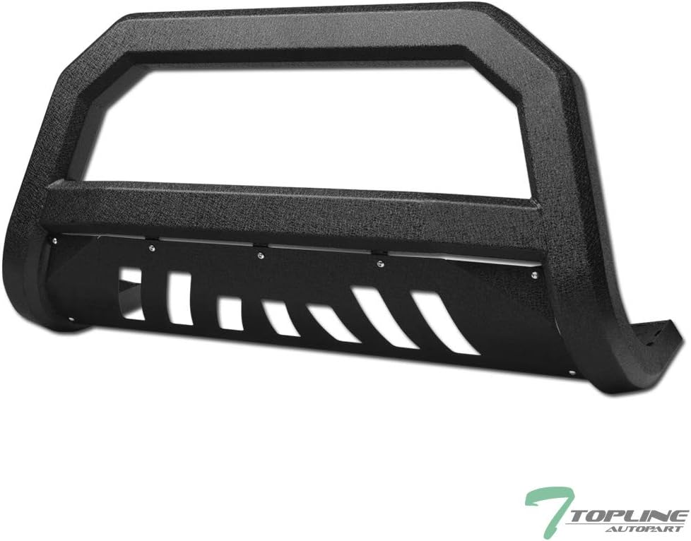 TLAPS 7422439931961 For 2005 2006-2010 Hummer H3 Textured Black AVT Style Bull Bar Guard with Skid Plate