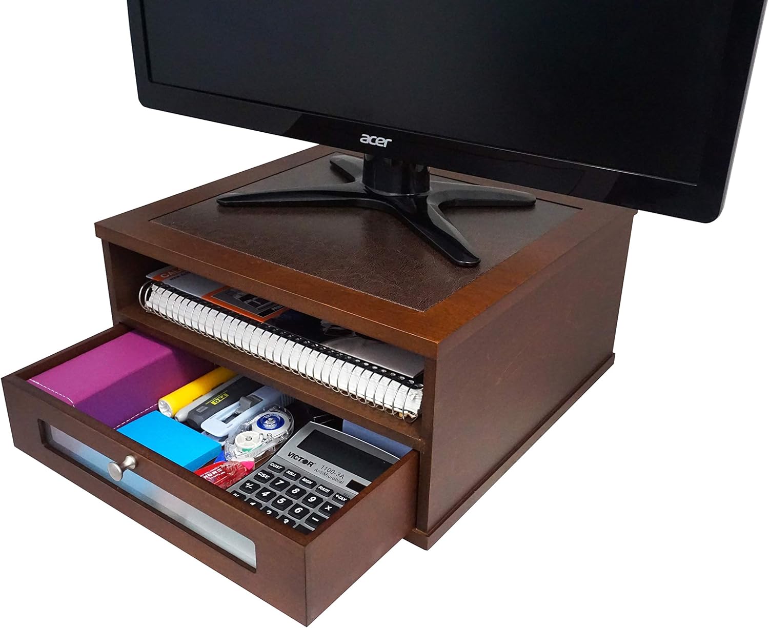 Victor Midnight Black Collection 1175-5 Wood Monitor Stand/Riser