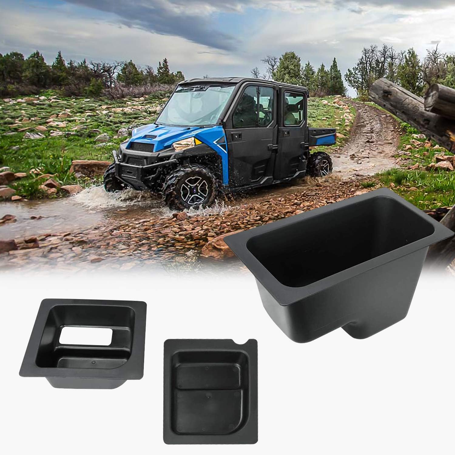 EBESTauto Mid-Size Under Seat Storage Bin Set Fit for 2015 2016 2017 2018 2019 2020 2021 Polaris Ranger 500/570 PRO-FIT Cage Model 50” Wide, 3PCS Black Under Seat Storage Box