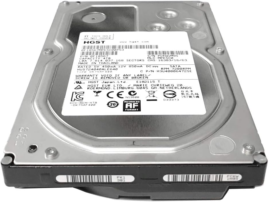 HGST Ultrastar 7K4000 (0F18567) 7200RPM SATA 6.0Gb/s 4TB 64MB Cache 3.5inch Internal Hard Drive - 3 Year Warranty (Renewed) Pack of 2