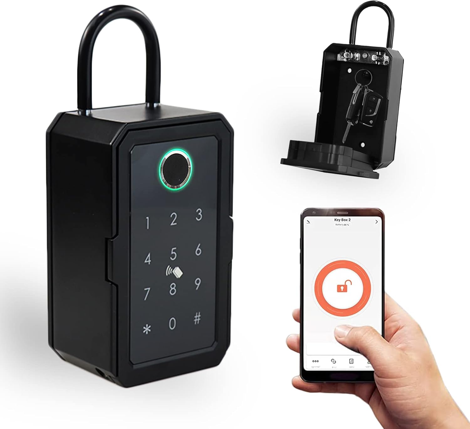 Key Lock Box, Smart Wireless Lock Box with App Remote Access, Large Key Safe for House, Waterproof, Wall Mounted/Outside Door Knob Security Boxes for Key, Realtor, Office, Airbnb
