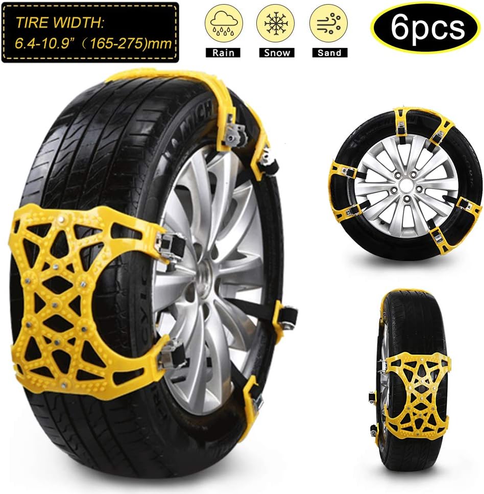 Soyond Snow Chains Car Anti Slip Snow Tire Chains Adjustable Anti-Skid Chains Car Tire Snow Chains for Car/SUV/Trucks Tire Width 6.4-10.9