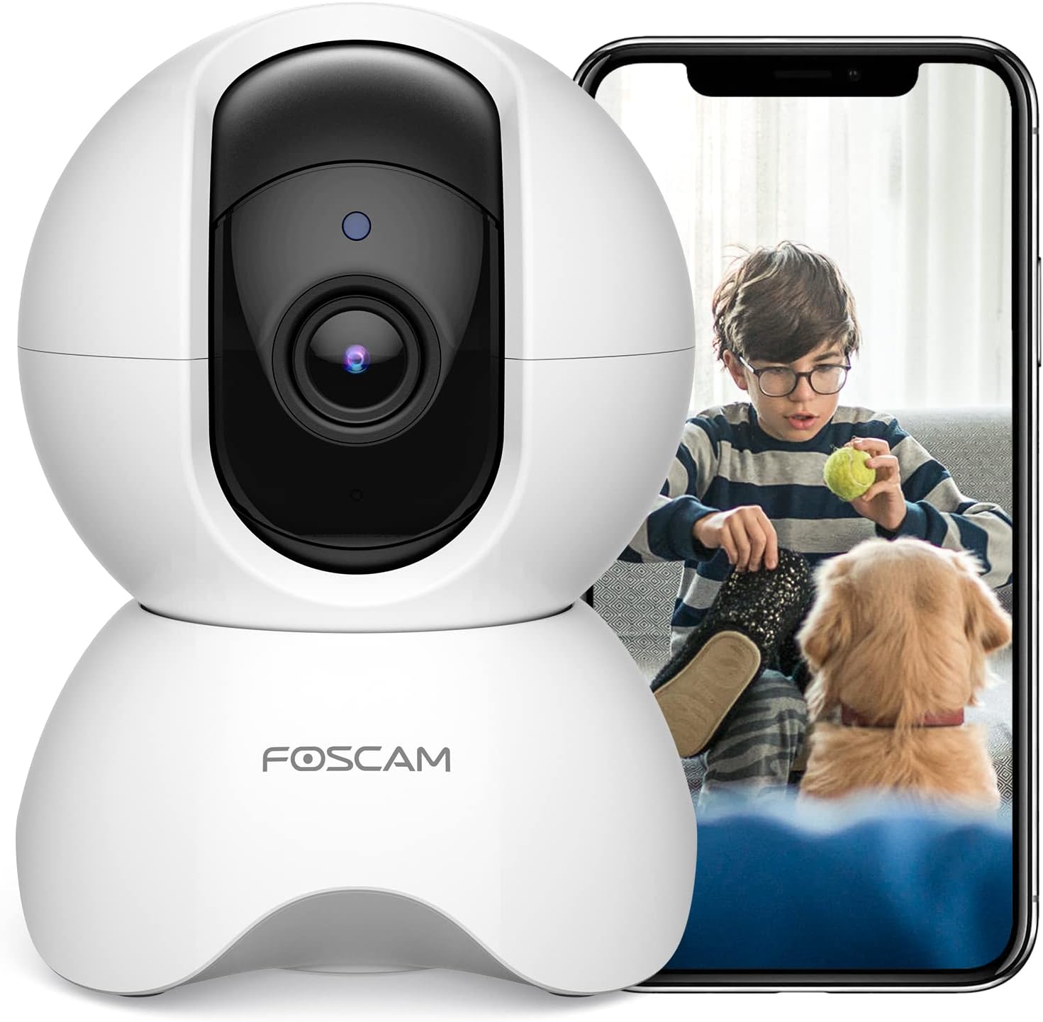 Assark 5MP WiFi Dome Indoor Security Camera Compatible with foscam Camera X3E, Smart HD Home Pan/Tilt IP Camera with 2 Way Audio Night Vision for Pet Baby Monitor, Compatible with Alexa & Google Home Pack of 2