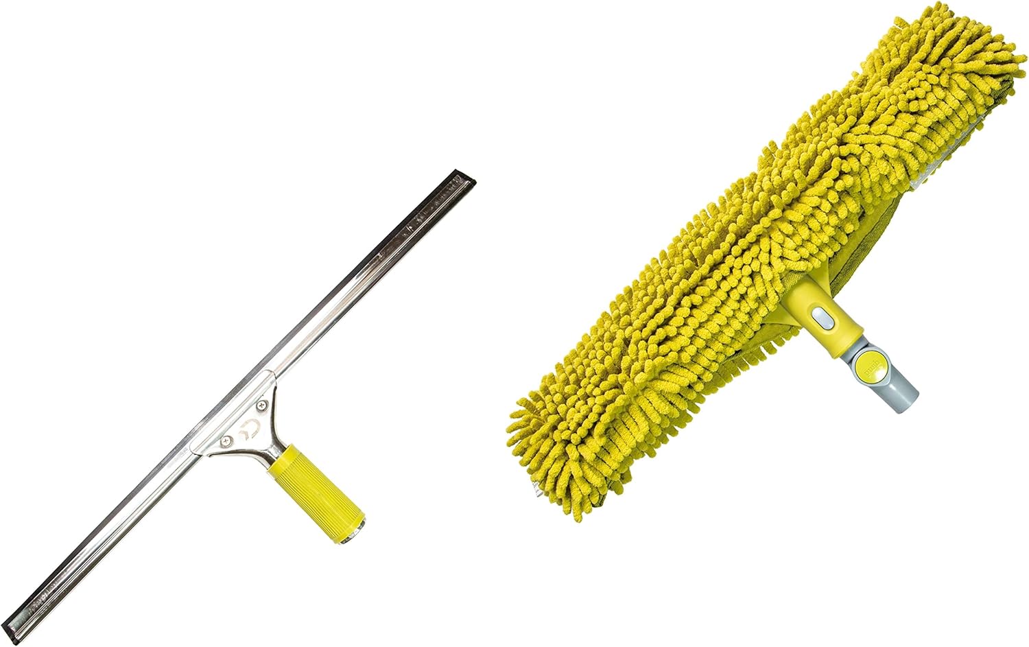 DocaPole 5-12 Foot Extension Pole + 18” Window Scrubber + 20” Window Squeegee for Window Cleaning | Telescopic Pole, Chenille Microfiber Washer, and Rubber Squeegee for Cleansing Glass Surfaces Pack of 2