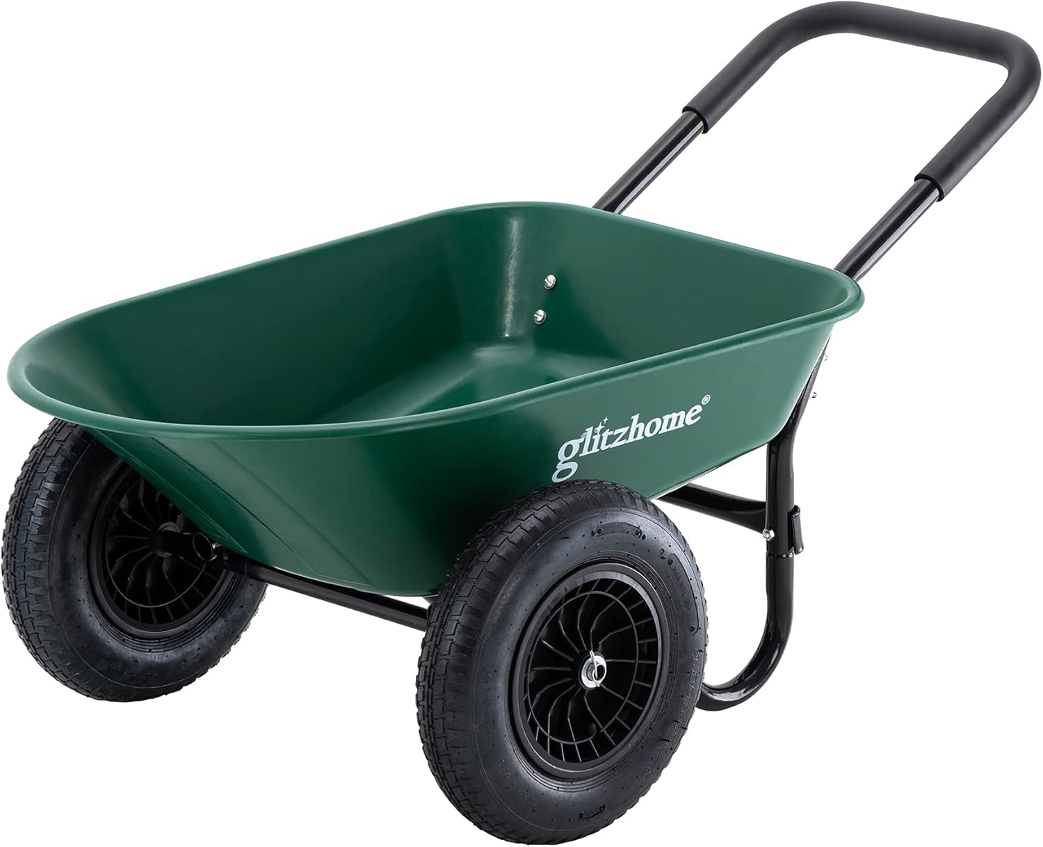 Glitzhome Wheelbarrow Garden Dump Cart with Steel Frame Utility Wagon 5 Cubic Foot 220 lbs Capacity Garden Cart for Lawn Garden Yard Warehouse, Black