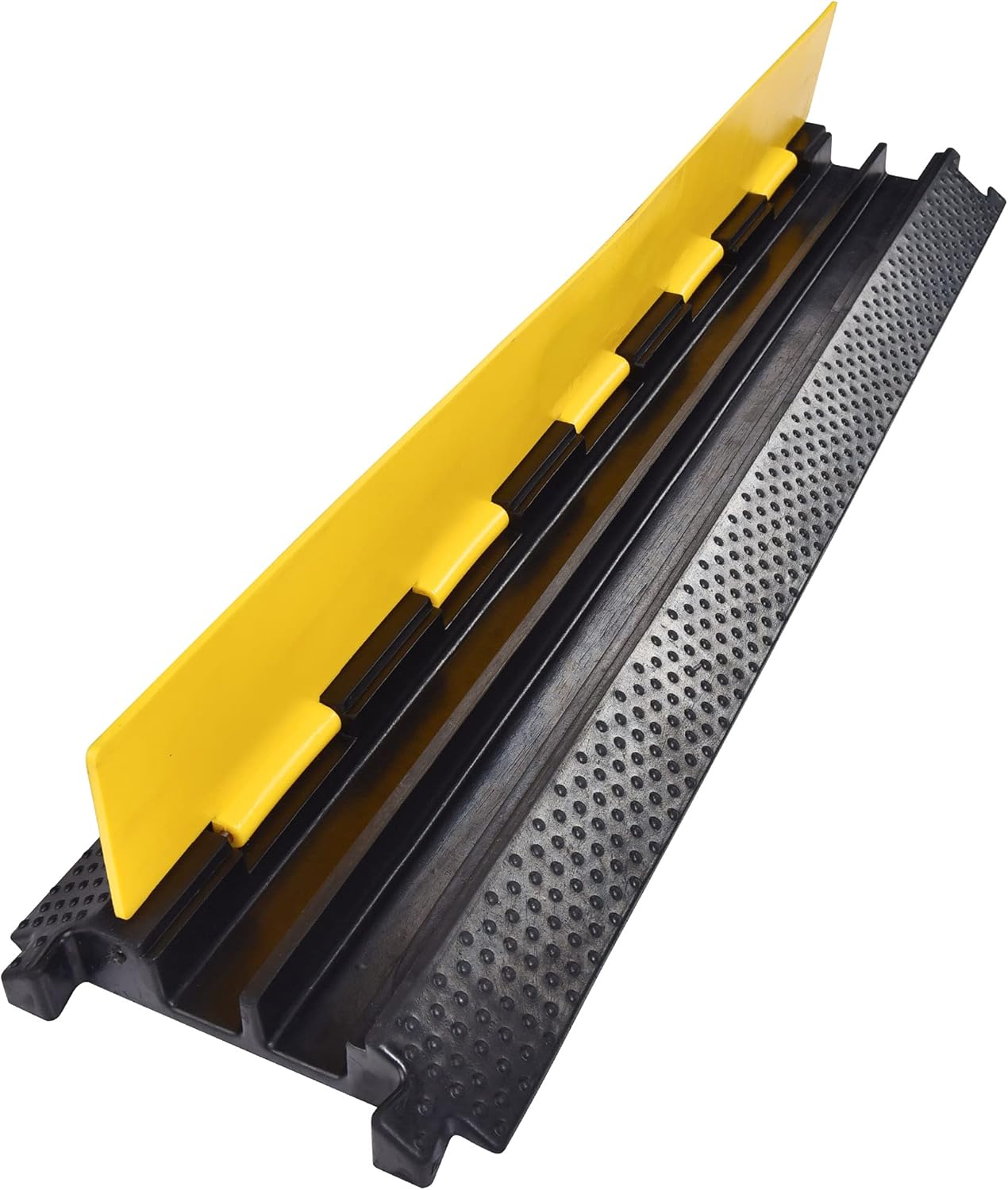 Yescom 2 Channel Rubber Electrical Wire Cable Cover Ramp Guard Warehouse Cord Protector Station Speed Bump 22000 Lbs Pack of 2