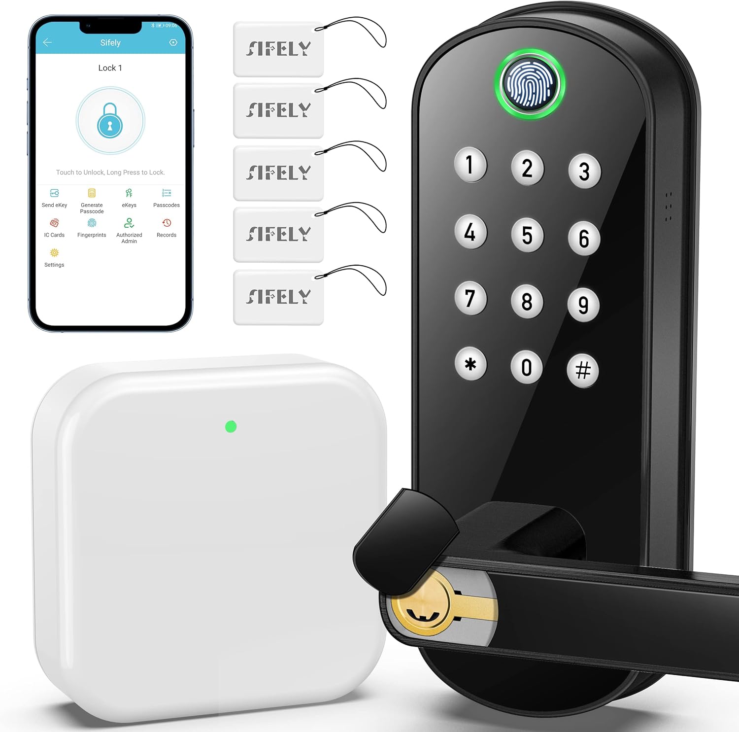 Sifely S Model Smart Lock, Gateway and Fobs Bundle