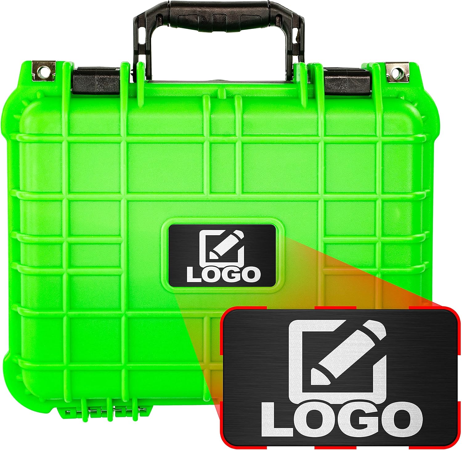 Eylar Protective Gear and Camera Hard Case with Custom Logo Plate, Waterproof & Shockproof w/Foam TSA Approved 13.37 Inch 11.62 Inch 6 Inch (Black)