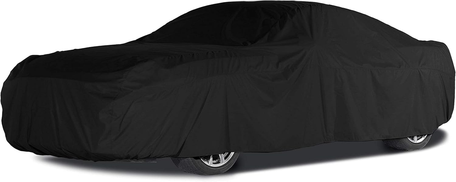Covermates Contour Fit Car Cover - Heavy-Duty Polyester, Mesh Vent, Elastic Hem, Vehicle Covers-Black