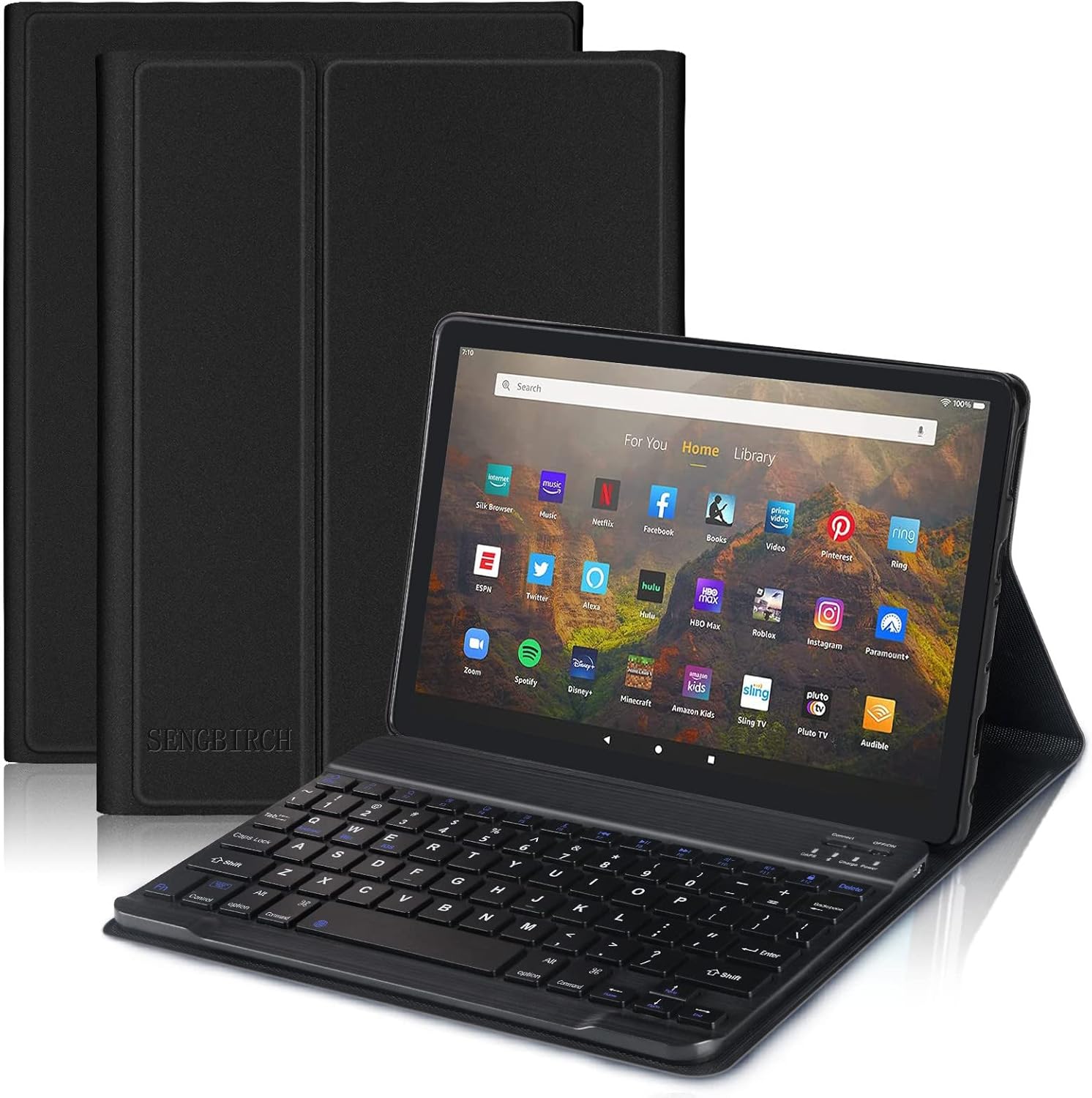 Backlit Keyboard Case for Kindle Fire HD 10 and Fire HD 10 Plus Tablet (11th Generation 2021), Black Pack of 2