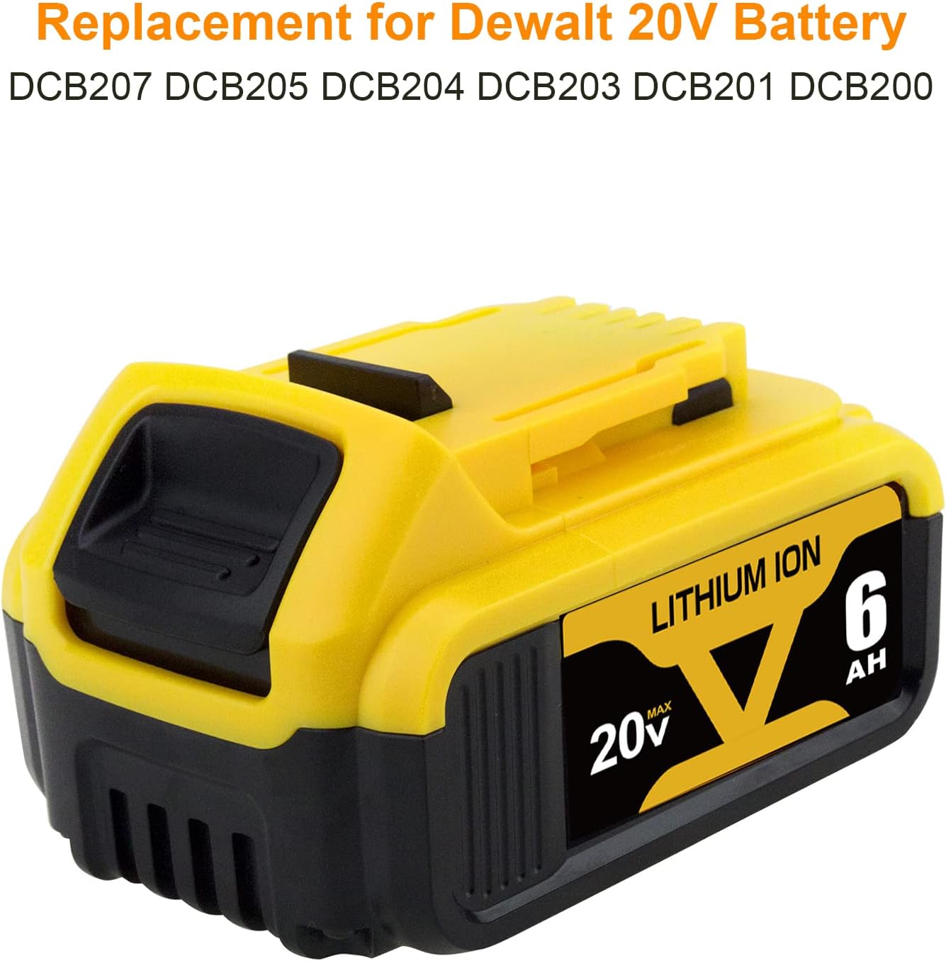 4 Packs Amsbat 6.0Ah DCB206 Battery Compatible with Dewalt 20V Battery Max Lithium DCB200 DCB201 DCB203 DCB204 DCB205 DCB207