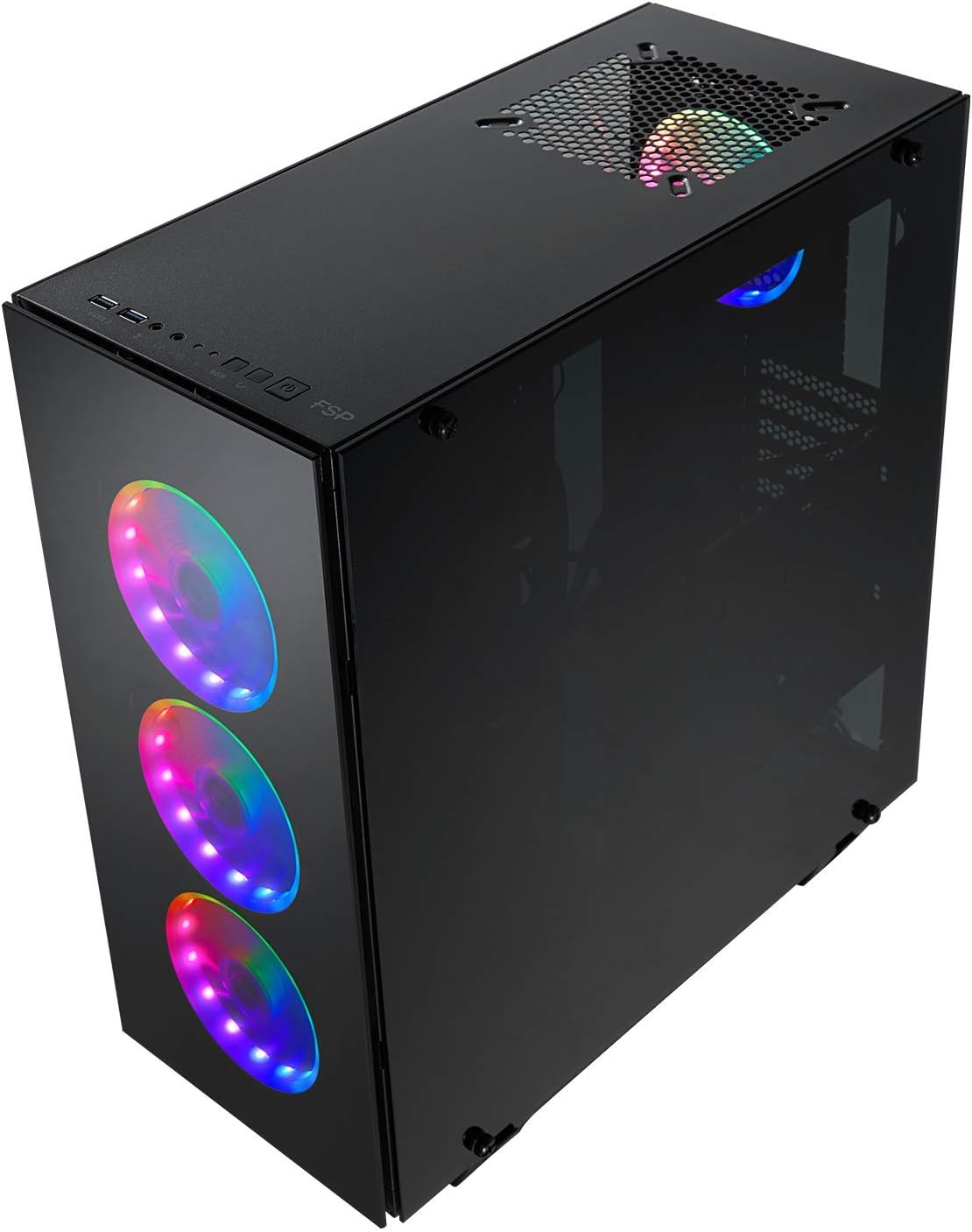 FSP ATX Mid Tower PC Computer Gaming Case with 3 Tempered Glass Panels and 4 ARGB Fans (CMT510 Plus) …