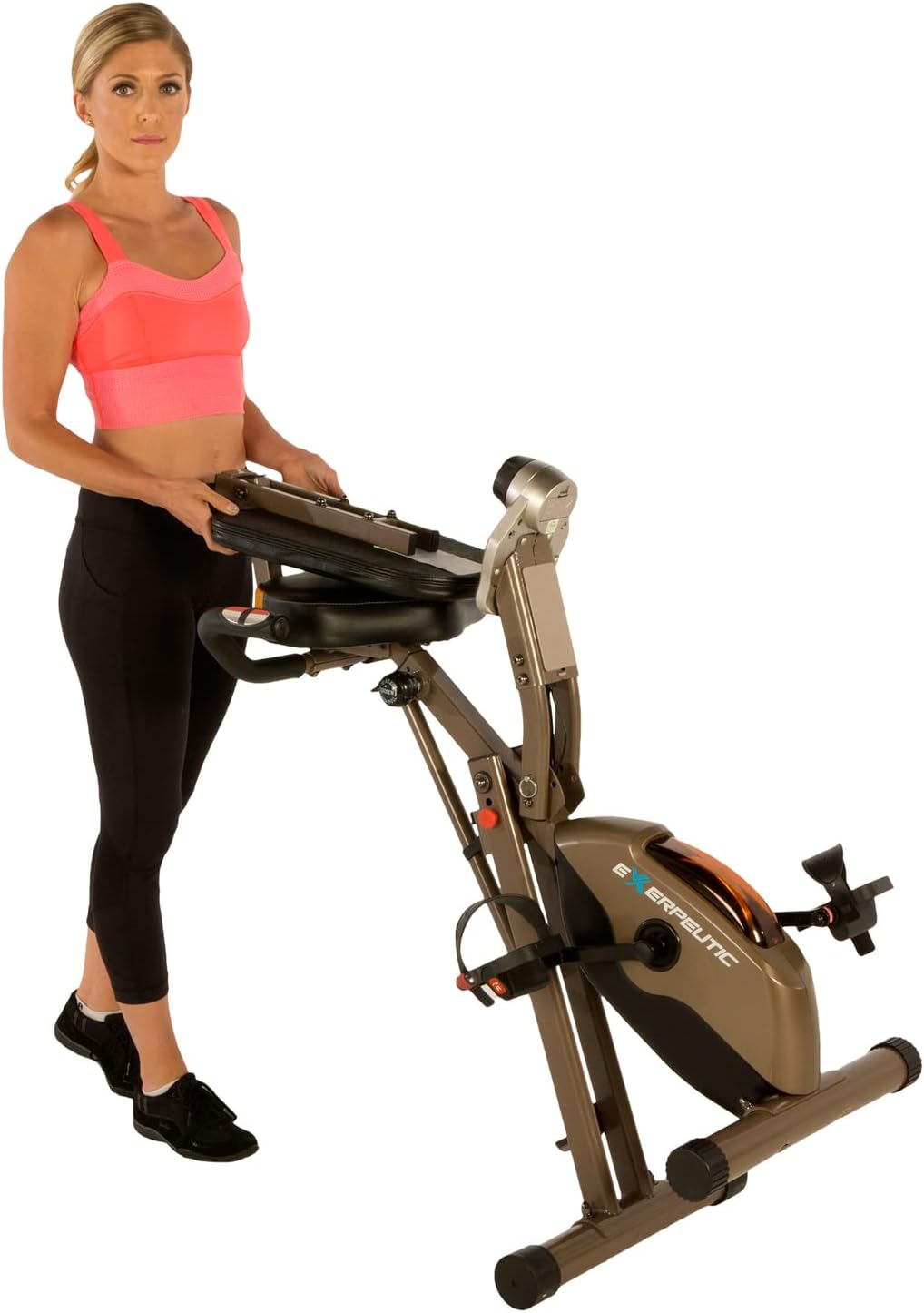 Exerpeutic Gold 525XLR Folding Recumbent Exercise Bike, 400 lbs
