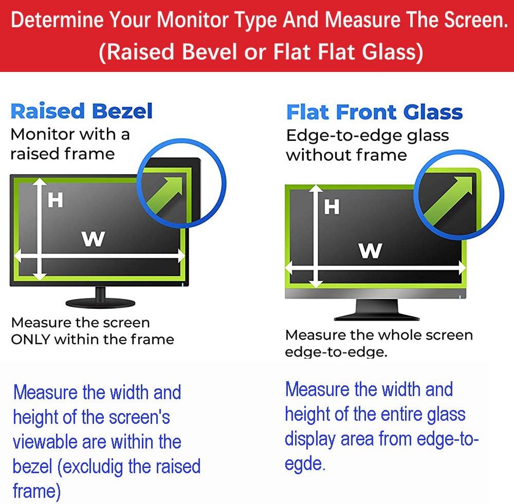 APeiSi 23 Inch Computer Privacy Screen Filter for 16:9 Widescreen Monitor Anti-Glare, Anti-Blue Light, Blocks 97% UV – Matte or Gloss Finish Privacy Filter Protector Pack of 2