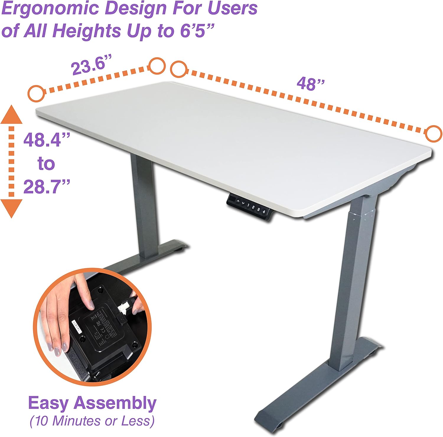 Victor DC830W 36x23.6 (3ft) Electric Sit-Stand Height Adjustable Compact Workstation, Quiet Motorized Standing Desk with Four Memory Function, Fast and Easy Assembly, Perfect for Home or Office, White