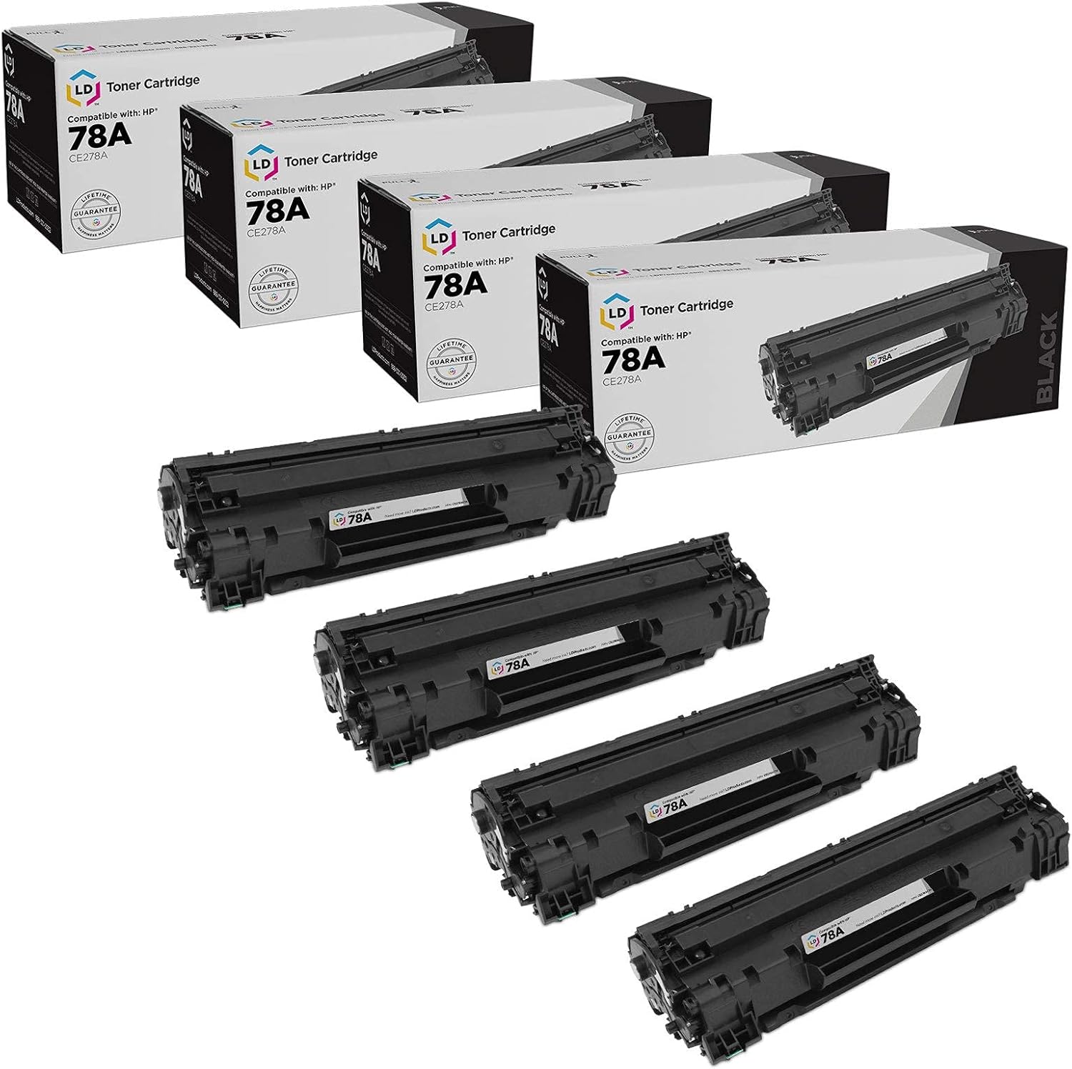 LD Compatible Toner Cartridge Replacement for HP 78A CE278A (Black, 4-Pack) Pack of 2