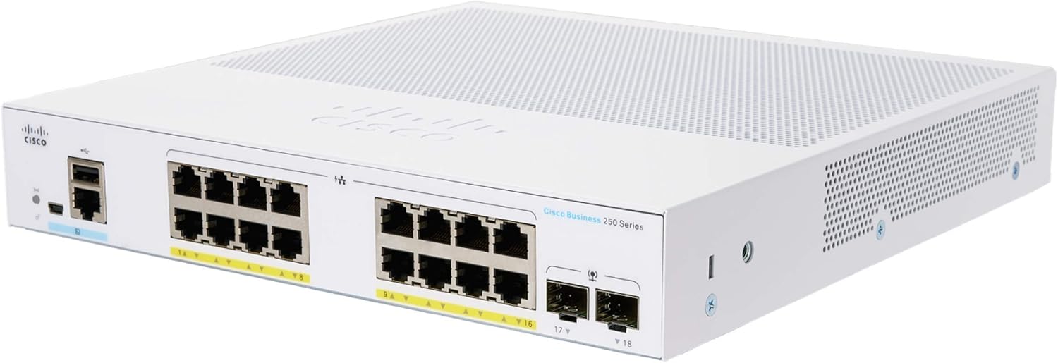 Cisco Business CBS250-16T-2G Smart Switch | 16 Port GE | 2x1G SFP | Limited Lifetime Protection (CBS250-16T-2G-NA)