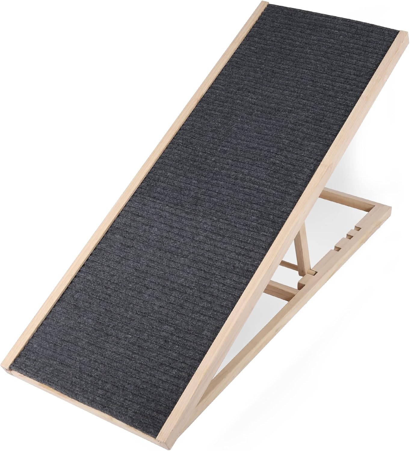 Domaker Wooden Pet Ramp for Dogs and Cats, Dog Ramp Height Adjust from 11.81inches to 23.6inches with Non Slip Carpet Surface for SUV, Bed, Couch,Supports up to 110lb Great for All Small Large Animals