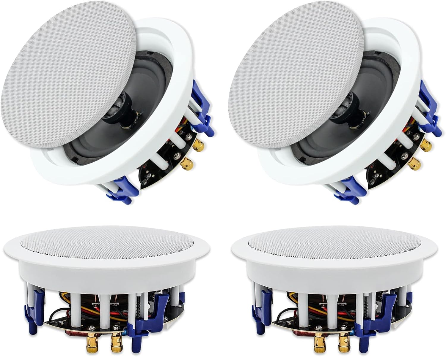 Herdio 6.5'' 600Watts 2-Way Bluetooth Ceiling Speakers Package Perfect for Home Theater System, Living Room,Office,Flush Mount（4 Speakers）