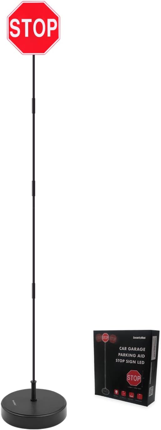 SecurityMan LED Stop Sign for Garage Parking Assist (2 Pack) - Stress Free - Large 7