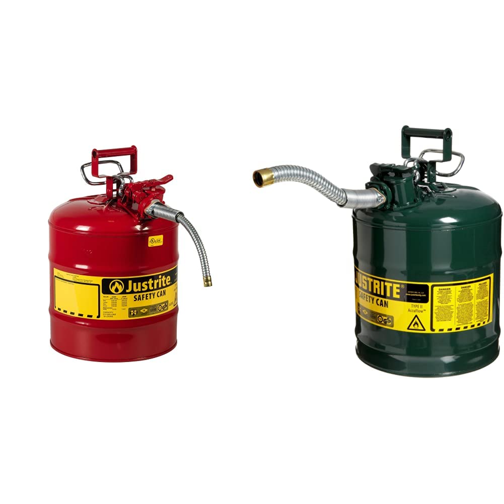 Justrite 7220120 - Galvanized Steel, AccuFlow Type II Red Safety Can with 5/8