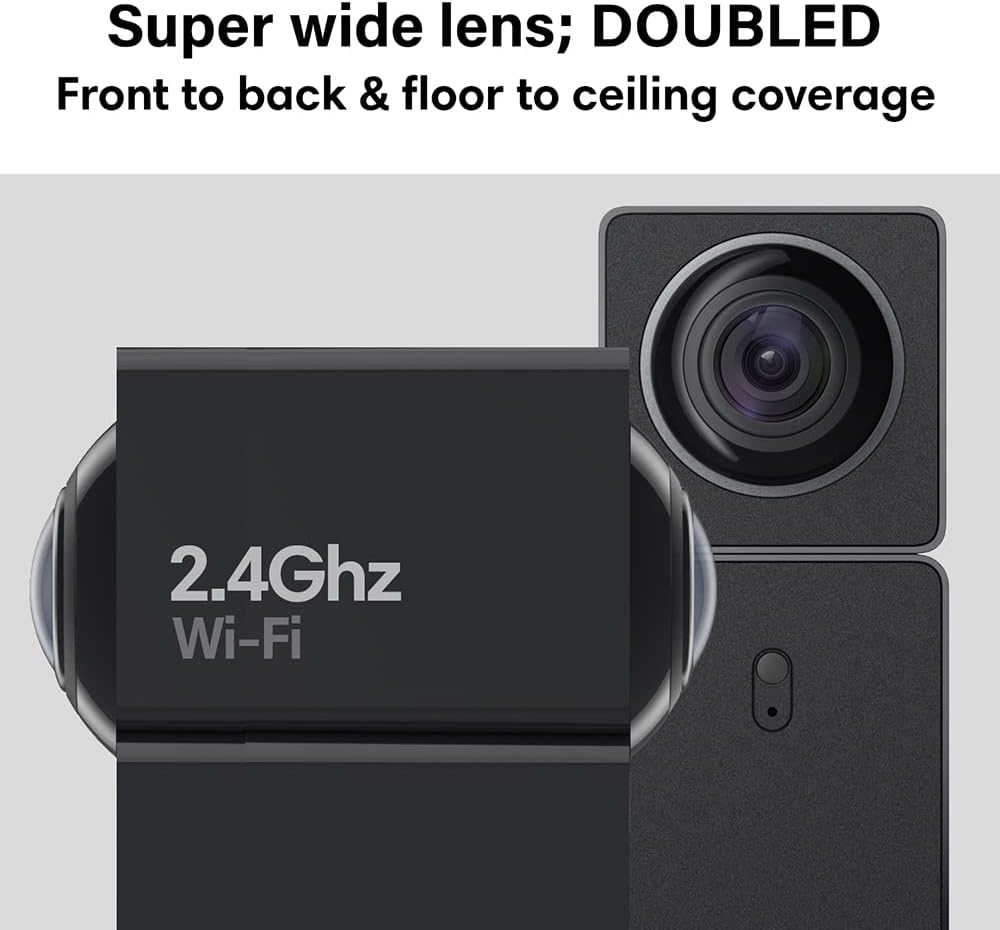 Tobicam Indoor Security Camera Shows 4 Views All at Once (2 Cams Built-in 1) Plug-in Smart Camera for Home Security, 1080P HD WiFi, 360 Home Cam Security, Motion Detection, Night Vision & 2-Way Audio