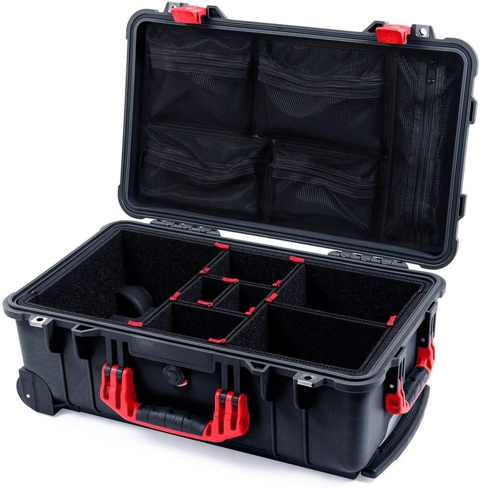 Black & Red Pelican 1510 Case with TrekPak dividers & mesh lid Organizer.