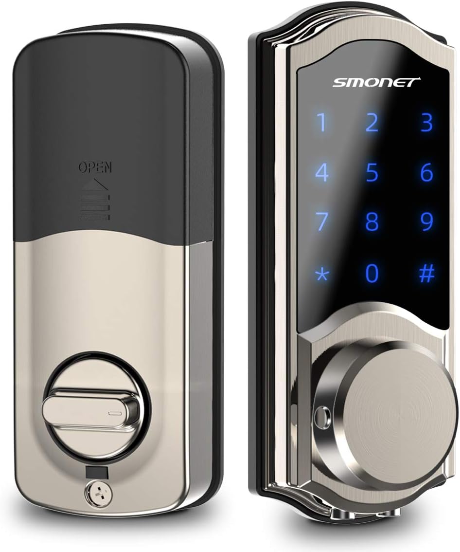 Smart Door Lock with Keypad, Keyless Entry Door Lock for Front Door, Electric Digital Automatic Door Knob Enter with APP for House Apartment Work with Alexa