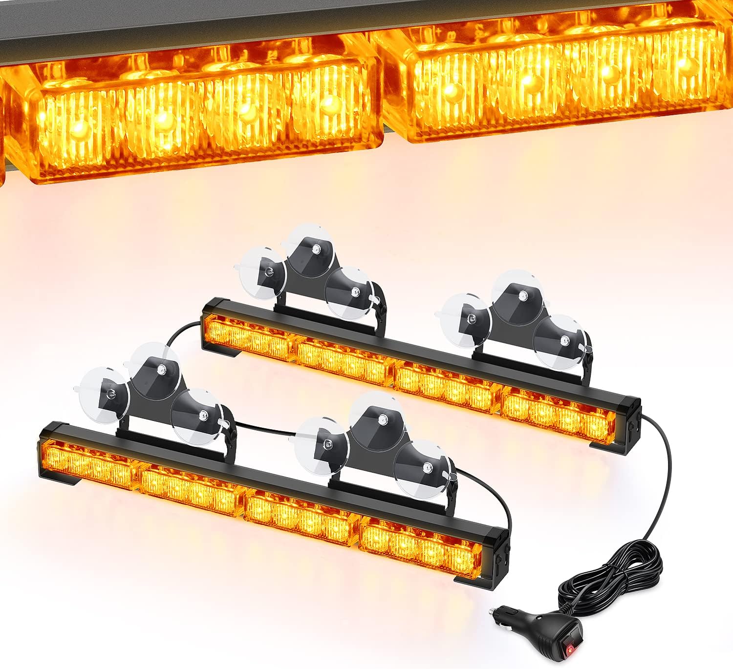Nilight Traffic Advisor Emergency Strobe Light Bar 2 In 1 17Inch 32LED 23 Flash Patterns Directional Safety Warning Lights with Cigar Lighter on Trucks Police Construction Vehicles, 2 Year Warranty Pack of 2