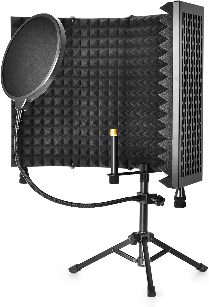 CODN Recording Microphone Isolation Shield with Pop Filter, High Density Absorbent Foam to Filter Vocal, Foldable Sound Shield for Blue Yeti, Studio and Most Condenser Microphone Recording Equipment Pack of 2