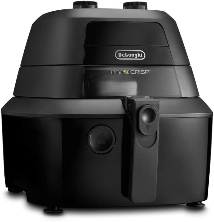 De'Longhi Rapid Crisp Air Fryer, 5-Quart, 1700-Watt XL Cooker, Fries, Crisps, Roasts, Bakes, 5 Preset Functions, Pizza Setting up to 20% Faster Cooking, Easy Clean Nonstick, 360° Viewing, FH2394