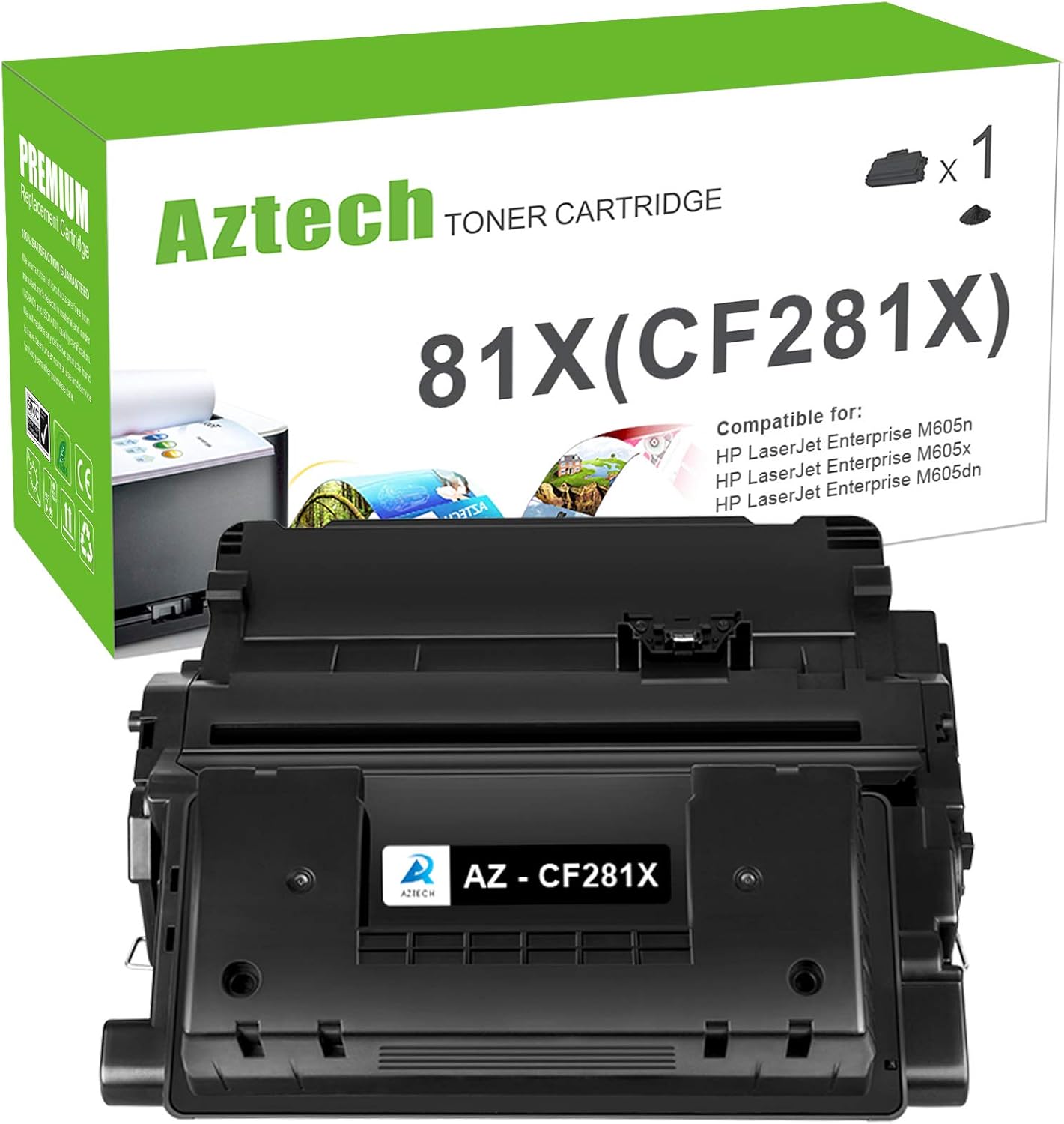 Aztech Compatible Toner Cartridge Replacement for HP 81X CF281X 81A CF281A Enterprise MFP M605 Toner M605n M605dn M605x M606 M606n M630 M630h M630dn M630z M632 Printer (Black, 1-Pack) Pack of 2