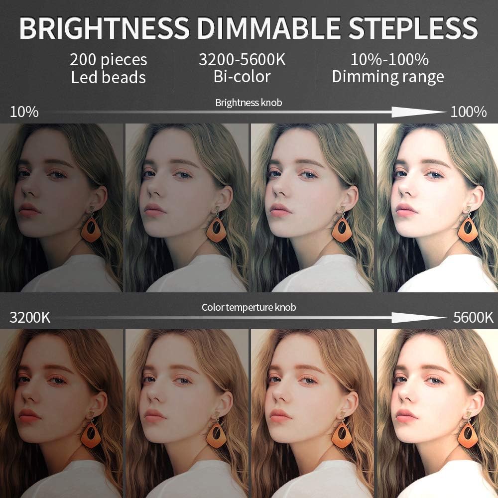 FOSITAN 2 Kits Bi-Color LED Video Light LCD Display Video Lighting Kit CRI 96+ 3200K-5600K Dimmable SMD LED Light with U Bracket, Barndoor, 79