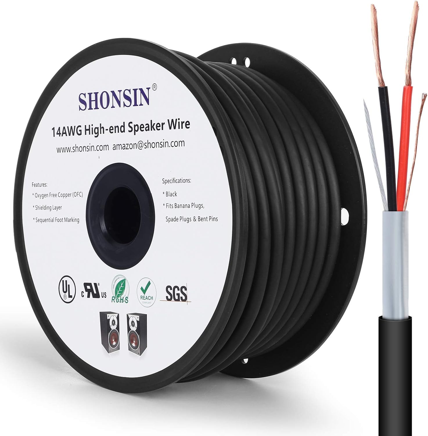 16 Gauge Wire, SHONSIN 16 AWG Silicone Wire 100% Copper (200ft / 61m Red) Ultra Flexible High Temp 392℉/200℃ 16AWG Wire 252 Strands 0.08mm (1.27mm2) Rating 20 Amp Automotive Wire 600V Pack of 2