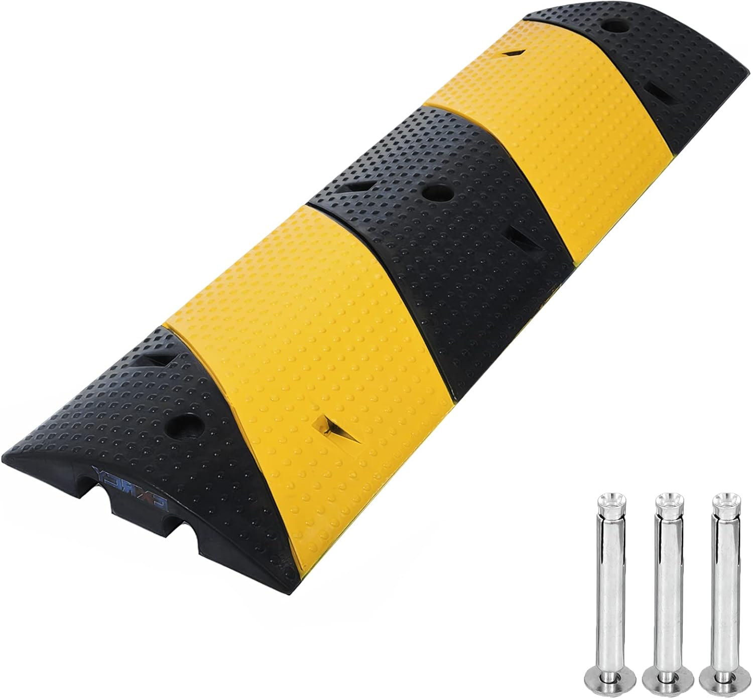 CXRCY Driveway Speed Bumps 1 Pack 2-Channel 3FT Modular Traffic Rubber Speed Bump Heavy Duty Cable Protector Ramp for Asphalt Concrete Garage Gravel Roads with 3 Bolts Pack of 2