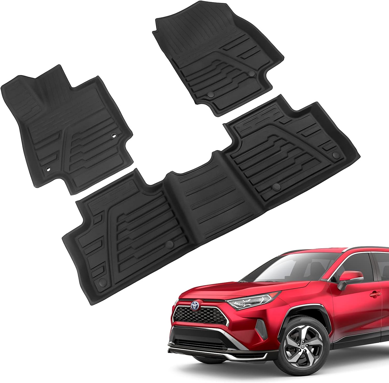 Xipoo Fit 2019 2020 2021 2022 Toyota RAV4 Trunk Mat Rear Cargo Mat Cargo Liner Trunk Liner for Toyota RAV4 Accessories (Rear Trunk Mat) Pack of 2