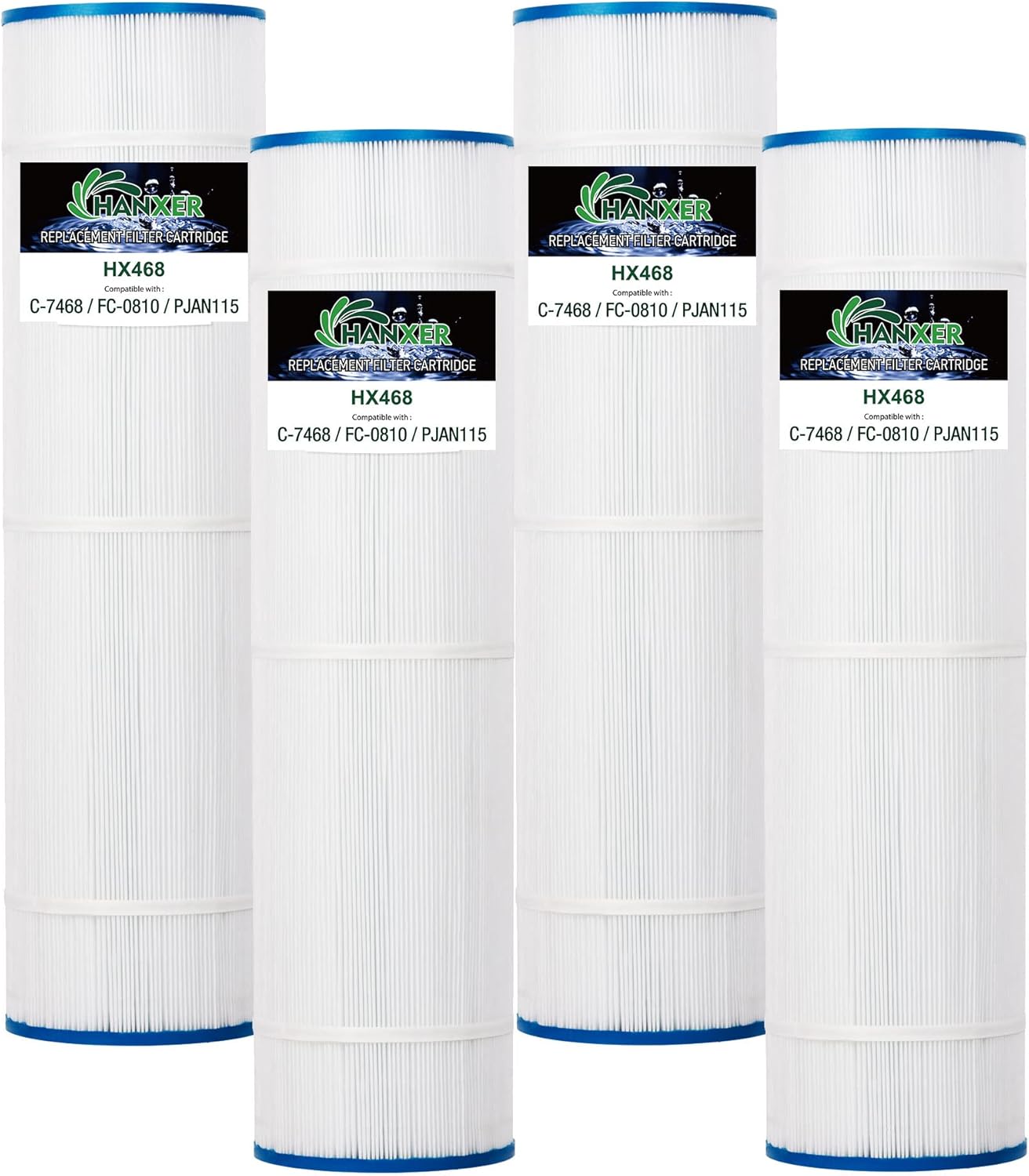 HANXER C-7468 Pool and Spa Filter Cartridge Replacement for PJAN115, CL460, Filbur FC-0810, R0554600, Jandy CV460, A0558000, XLS-705, Darlly 70852 115 Sq.Ft Filter Cartridge 4 Pack