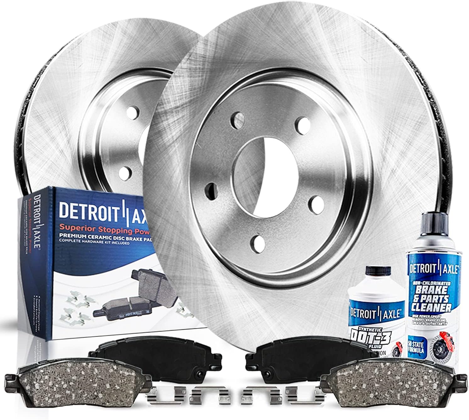 Detroit Axle - Front Disc Brake Rotors + Brake Pads Replacement for Town & Country Voyager Dodge Grand Caravan - Models w/Rear Drum Brakes