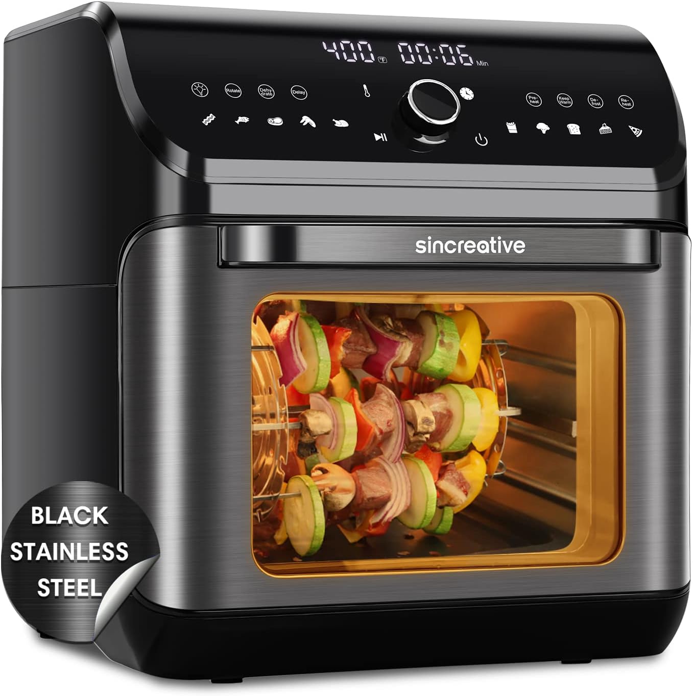 Air Fryer Oven, 10.6 QT Black Stainless Steel 10-in-1 Toaster Oven Air Fryer Combo, Digital Touchscreen Countertop Convection Oven Oilless Airfryer with 7 ​Accessories & Recipes