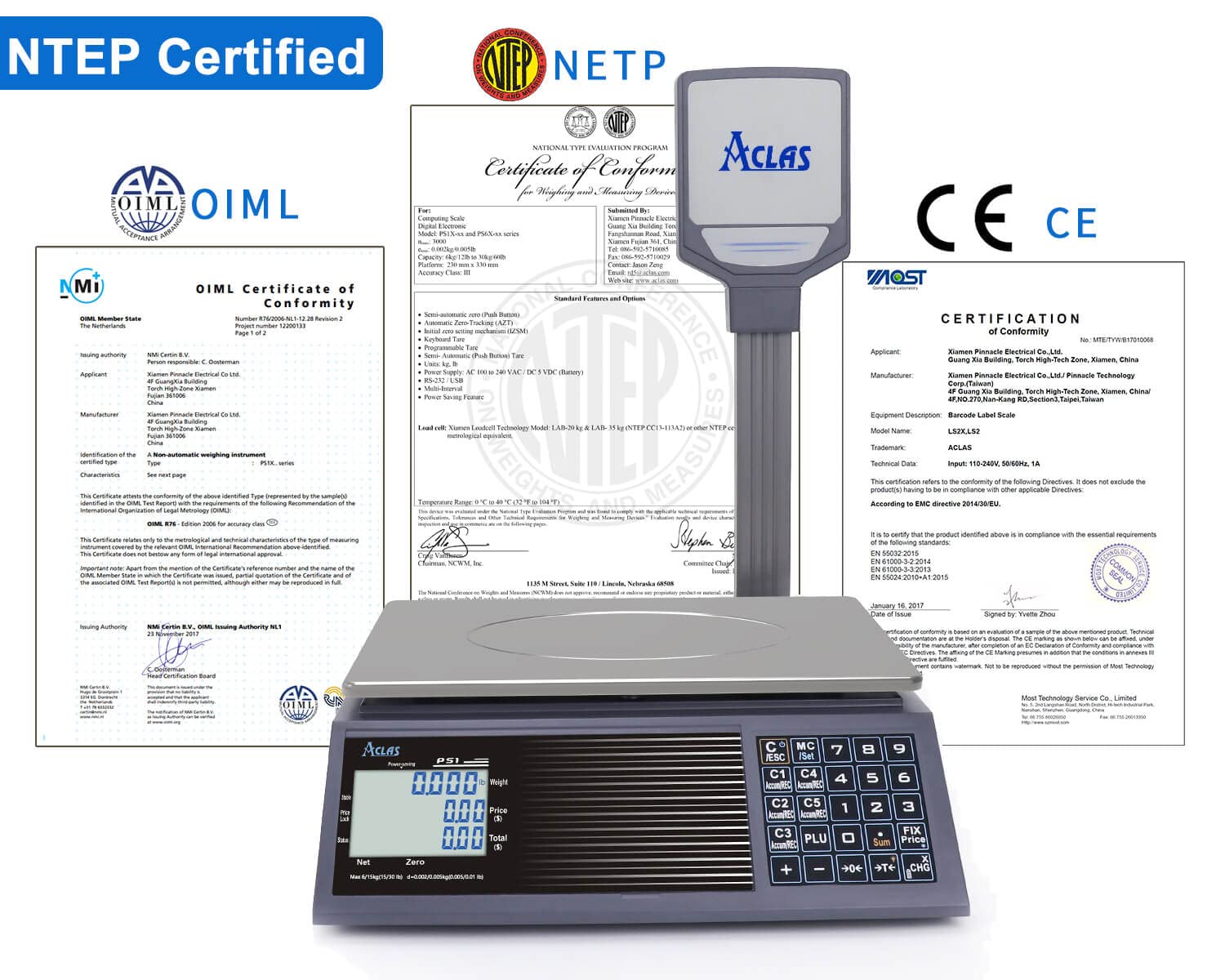 NTEP Certified Price Computing Scale with Pole Legal for Trade Commercial Price Scale 30lb 0.01lb Commercial Retail Scales w/ LCD Dual Screen Displays for Food, Meat, Deli, Fruit Market