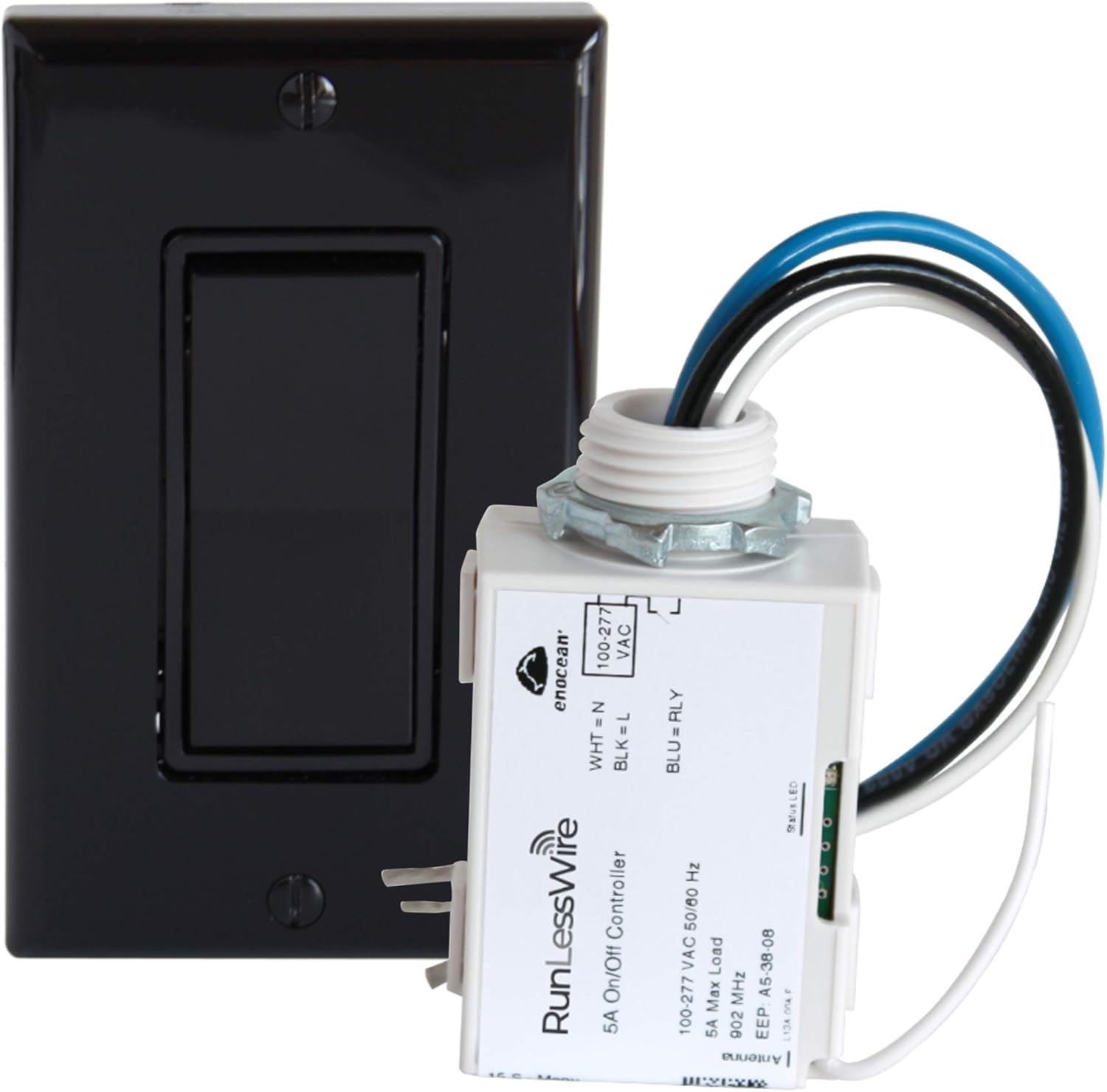 RunLessWire 3-Way Wireless Switch Kit, Self-Powered Rocker Switch, No Wire Light Control Kit