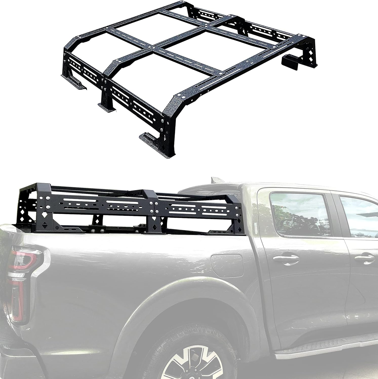 TKMAUTO Overland Bed Rack Truck Cargo Carrier Compatible with Toyota Tacoma 2005 - 2022 2nd 3rd Gen