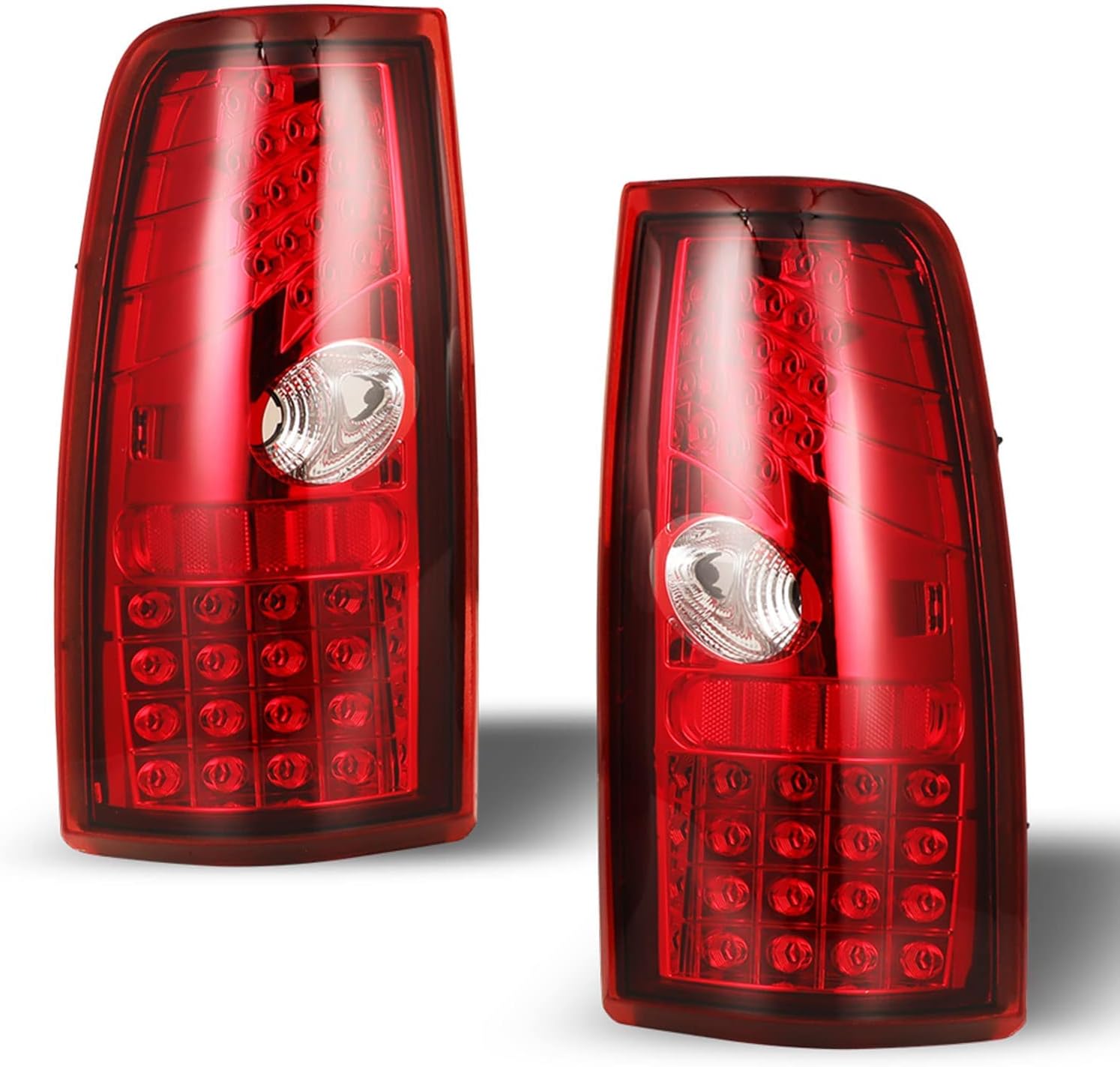 ROXX Tail Light Assembly Compatible with 1999 2000 2001 2002 2003 2004 2005 2006 Chevrolet Silverado 1999-2003 GMC Sierra Driver and Passenger Side (Glossy Black/Clear Lens-16) Pack of 2
